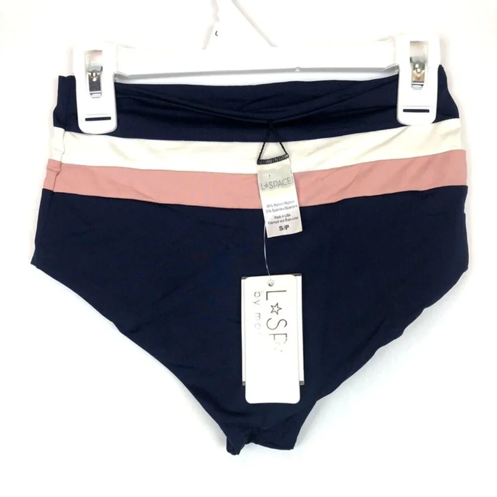 L Space, Womens Portia St Color Block Bikini Bottom, Size Small